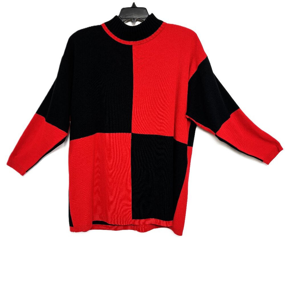 Fitting Image Red Black Sweater 80’s Vintage Size 22/24